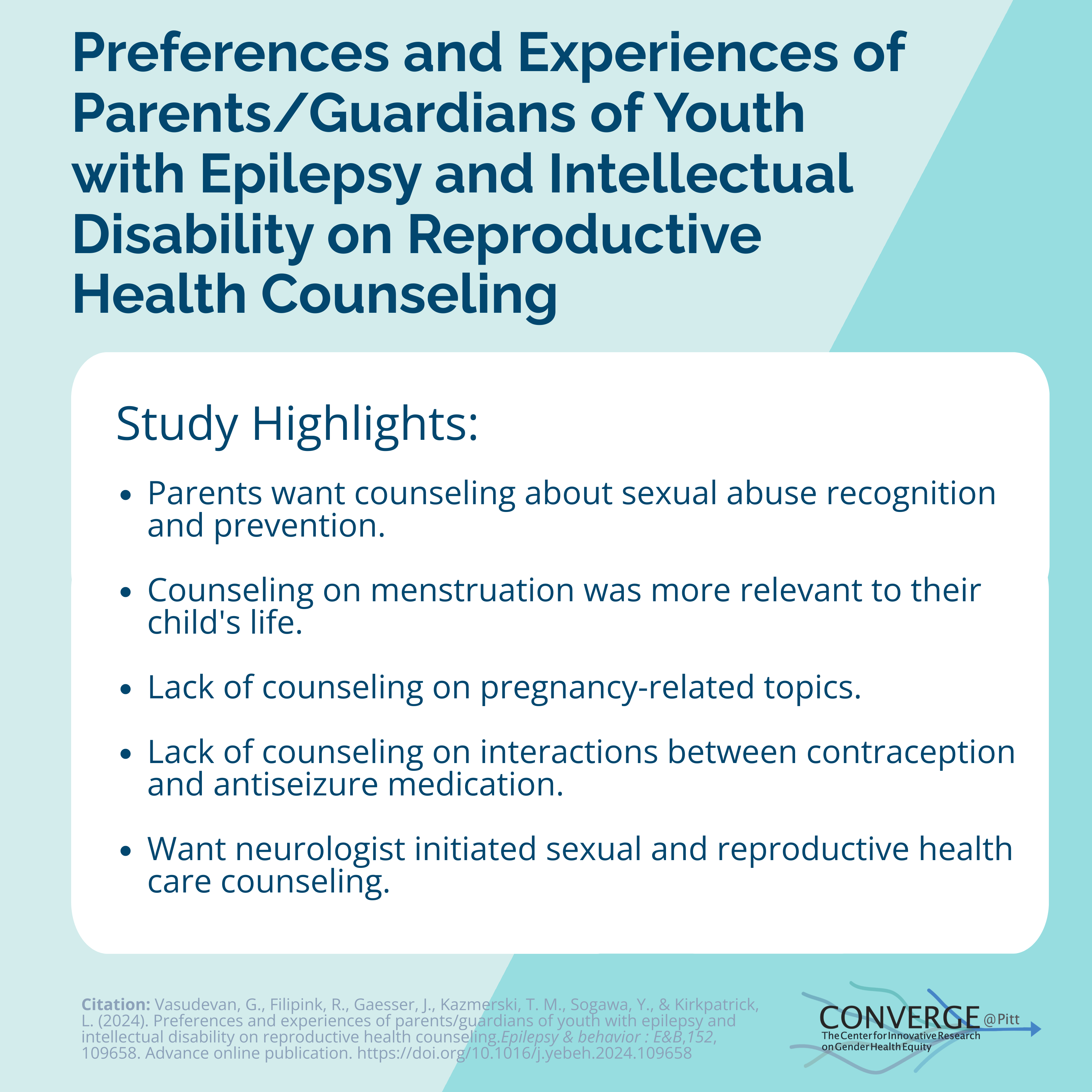 Preferences and experiences of parents/guardians of youth with epilepsy and intellectual disability on reproductive health counseling